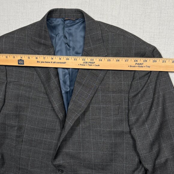 Vintage Trussini Blazer Checked Wool Gray Classic Fit Two Button Size 41 - Picture 5 of 11